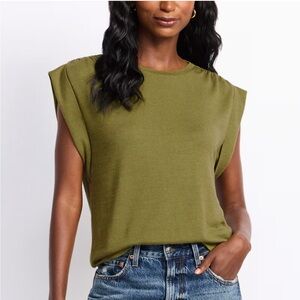 Market & Spruce Celia Short Sleeve Ruched Sleeve Dolman Olive 1X Stitch Fix NWT‎